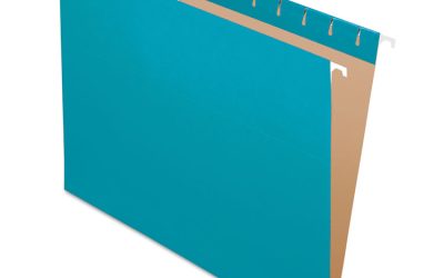 Colored Hanging Folders, Letter Size, 1/5-Cut Tabs, Teal, 25/Box
