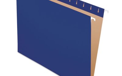 Colored Hanging Folders, Letter Size, 1/5-Cut Tabs, Navy, 25/Box