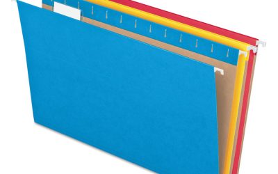 Colored Hanging Folders, Letter Size, 1/5-Cut Tabs, Five-Color Assortment, 25/Box
