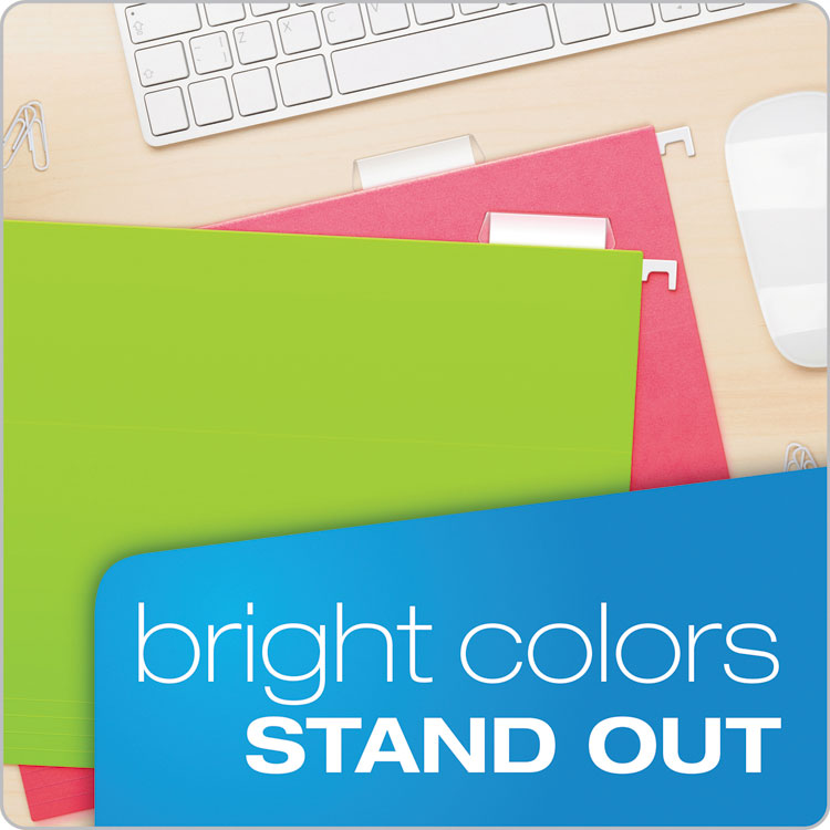 Glow Hanging File Folders, Letter Size, 1/5-Cut Tabs, Assorted Colors, 25/Box - Image 2