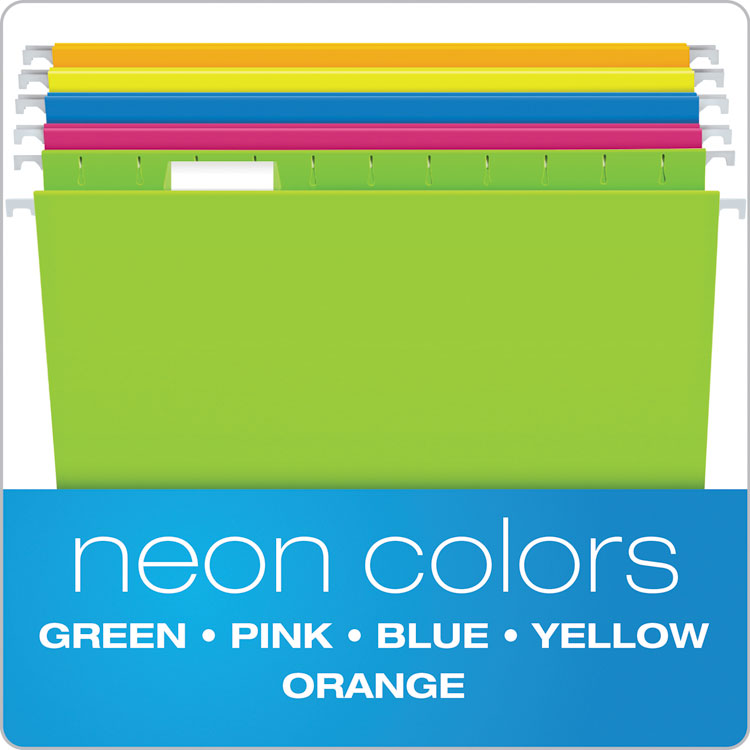 Glow Hanging File Folders, Letter Size, 1/5-Cut Tabs, Assorted Colors, 25/Box - Image 3