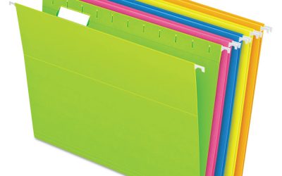 Glow Hanging File Folders, Letter Size, 1/5-Cut Tabs, Assorted Colors, 25/Box