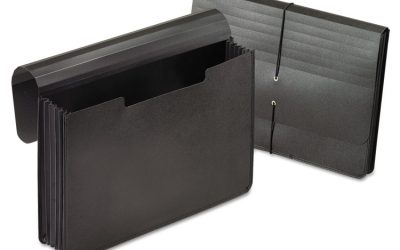 Expanding Portfolio, 5.25″ Expansion, 1 Section, Elastic Cord Closure, Legal Size, Black