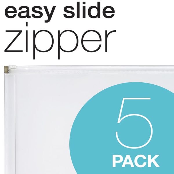 Poly Zip Envelope, Zipper Closure, 10 X 13, Clear, 5/pack - Image 3