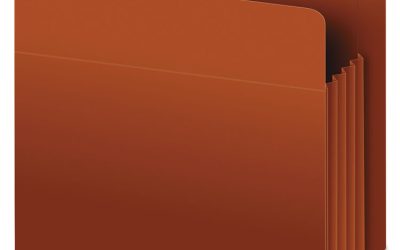 Heavy-Duty End Tab File Pockets, 3.5″ Expansion, Letter Size, Red Fiber, 10/box