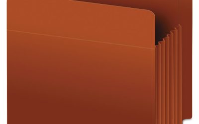 Heavy-Duty End Tab File Pockets, 5.25″ Expansion, Letter Size, Red Fiber, 10/box