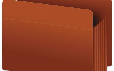 Heavy-Duty End Tab File Pockets, 3.5″ Expansion, Legal Size, Red Fiber, 10/box