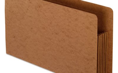 Heavy-Duty End Tab File Pockets, 5.25″ Expansion, Legal Size, Red Fiber, 10/box