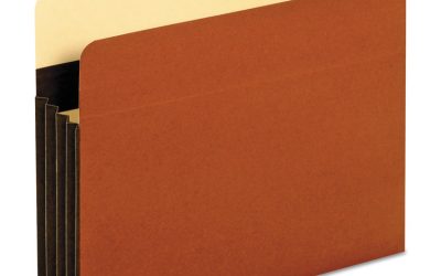 Extra-Wide Heavy-Duty File Pockets, 3.5″ Expansion, Letter Size, Redrope, 10/Box