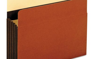 Heavy-Duty File Pockets, 5.25″ Expansion, Letter Size, Redrope, 10/box