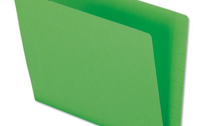 Colored Reinforced End Tab Fastener Folders, 0.75″ Expansion, 2 Fasteners, Letter Size, Green Exterior, 50/Box
