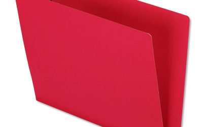 Colored Reinforced End Tab Fastener Folders, 0.75″ Expansion, 2 Fasteners, Letter Size, Red Exterior, 50/Box