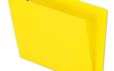 Colored Reinforced End Tab Fastener Folders, 0.75″ Expansion, 2 Fasteners, Letter Size, Yellow Exterior, 50/Box