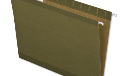 Earthwise by Pendaflex 100% Recycled Colored Hanging File Folders, Printable Inserts, Letter Size, 1/5-Cut Tabs, Green, 25/BX