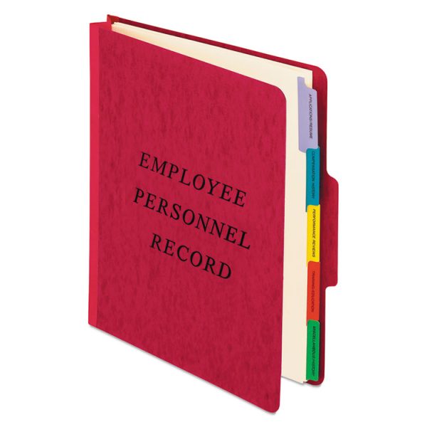 Vertical-Style Personnel Folders, 2" Expansion, 5 Dividers, 2 Fasteners, Letter Size, Red Exterior - Image 2