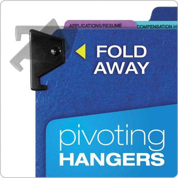 Hanging-Style Personnel Folders, 5 Dividers with 1/5-Cut Tabs, Letter Size, 1/3-Cut Exterior Tabs, Blue - Image 6