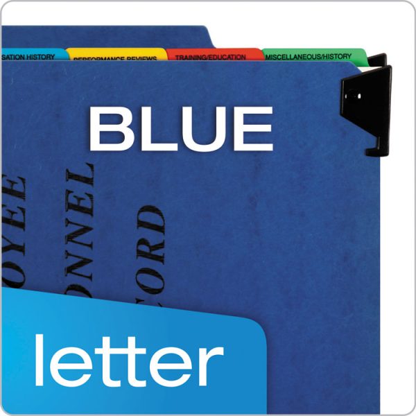 Hanging-Style Personnel Folders, 5 Dividers with 1/5-Cut Tabs, Letter Size, 1/3-Cut Exterior Tabs, Blue - Image 7