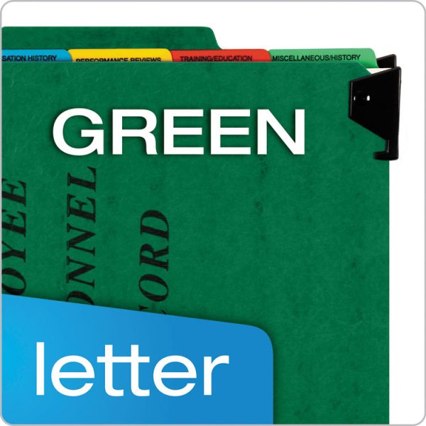 Hanging-Style Personnel Folders, 5 Dividers with 1/5-Cut Tabs, Letter Size, 1/3-Cut Exterior Tabs, Green - Image 7