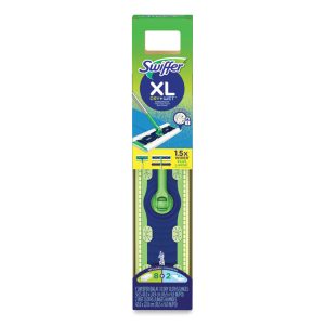 Sweeper Mop, 16.5 x 9 White Cloth Head, 46" Green/Silver Aluminum/Plastic Handle