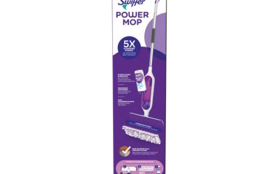 PowerMop Starter Kit, 15.4 x 5.3 White/Purple Cloth Head, 26″ Silver Aluminum Handle