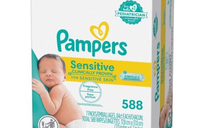 Sensitive Baby Wipes, 1-Ply, 6.7 x 7, Unscented, White, 84/Pack, 7/Carton