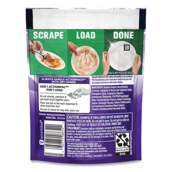 Platinum Plus ActionPacs Dishwasher Detergent Pods, 1.46 oz Bag, 3 Pods/Bag, 30 Bags/Carton - Image 3