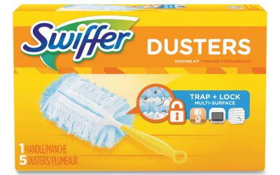 Dusters Starter Kit, Dust Lock Fiber, 6″ Handle, Blue/yellow, 6/carton