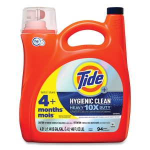 Hygienic Clean Heavy 10x Duty Liquid Laundry Detergent, Original Scent, 132 oz Pour Bottle, 4/Carton