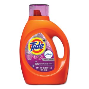 Plus Febreze Liquid Laundry Detergent, Spring and Renewal, 84 oz Bottle, 4/Carton