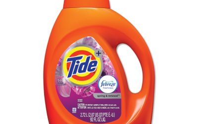 Plus Febreze Liquid Laundry Detergent, Spring and Renewal, 84 oz Bottle, 4/Carton