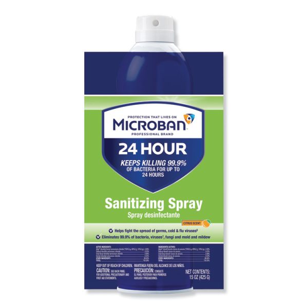 24-Hour Disinfectant Sanitizing Spray, Citrus, 15 Oz Aerosol Spray, 6/carton - Image 3