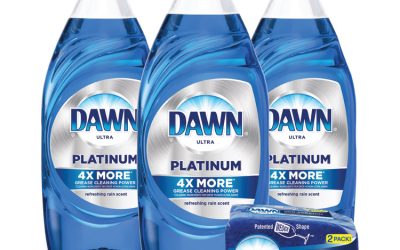 Platinum Liquid Dish Detergent, Refreshing Rain Scent, (3) 24 Oz Bottles Plus (2) Sponges/carton