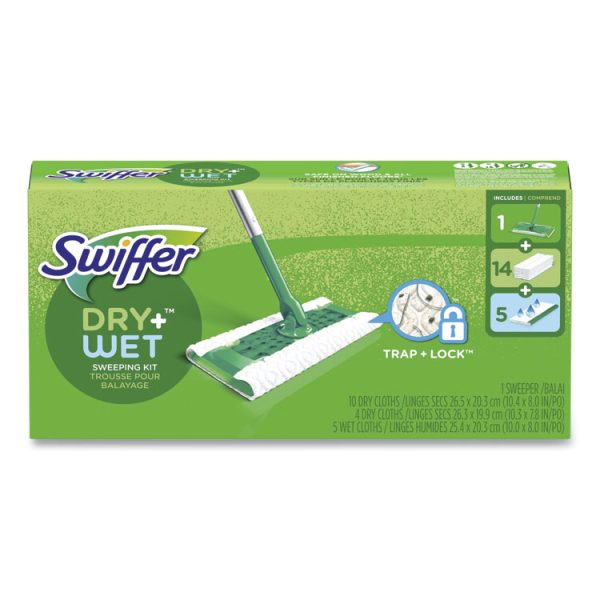 Sweeper Mop, 10 x 4.8 White Cloth Head, 46" Silver/Green Aluminum/Plastic Handle - Image 3