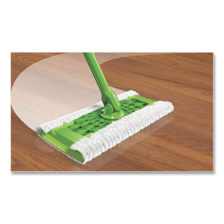 Sweeper Mop, 10 x 4.8 White Cloth Head, 46" Silver/Green Aluminum/Plastic Handle - Image 5