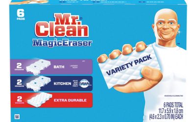 Magic Eraser Variety Pack, Extra Durable; Bath; Kitchen, 4.6 X 2.3, 0.7″ Thick, White, 6/pack, 8 Packs/carton