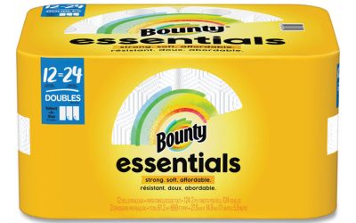 Essentials Select-A-Size Kitchen Roll Paper Towels, 2-Ply, 124 Sheets/Roll, 12 Rolls