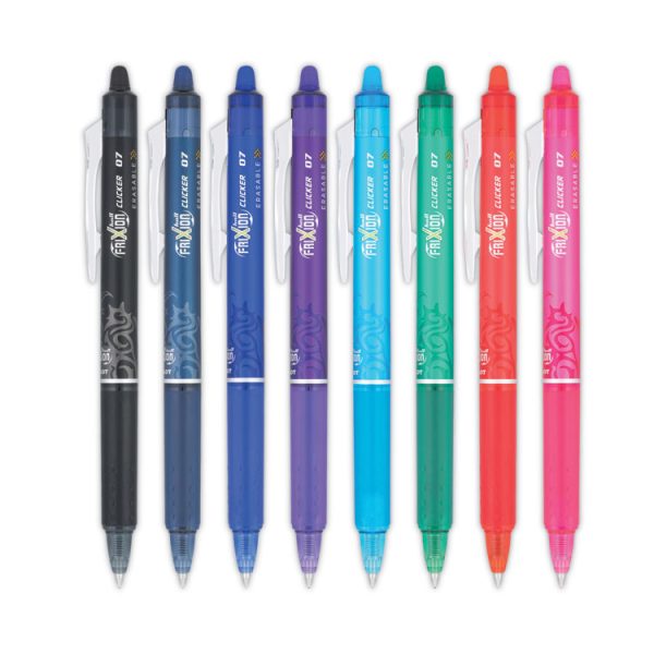 Frixion Clicker Erasable Gel Pen, Retractable, Fine 0.7 Mm, Assorted Ink And Barrel Colors, 8/pack - Image 2