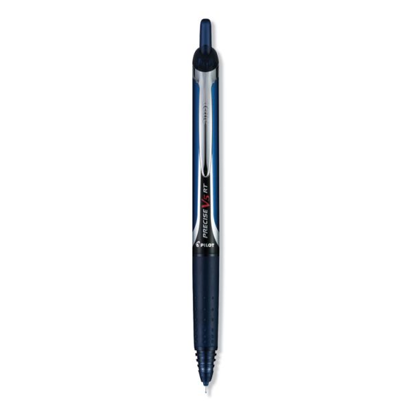 Precise V5rt Roller Ball Pen, Retractable, Extra-Fine 0.5 Mm, Navy Ink, Navy Barrel, Dozen