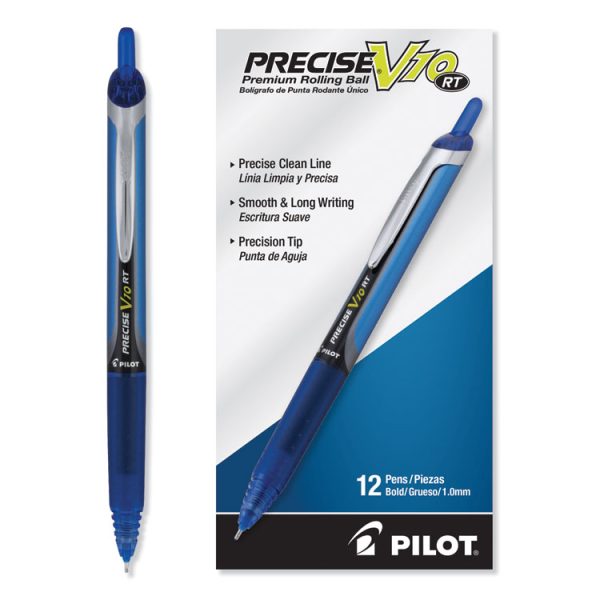 Precise V10rt Roller Ball Pen, Retractable, Bold 1 Mm, Blue Ink, Blue Barrel, Dozen - Image 3