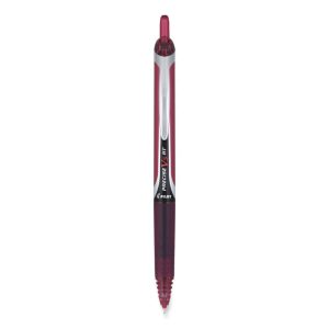 Precise V5rt Roller Ball Pen, Retractable, Extra-Fine 0.5 Mm, Burgundy Ink, Burgundy/silver Barrel, Dozen