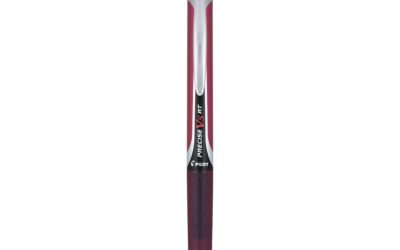 Precise V5rt Roller Ball Pen, Retractable, Extra-Fine 0.5 Mm, Burgundy Ink, Burgundy/silver Barrel, Dozen