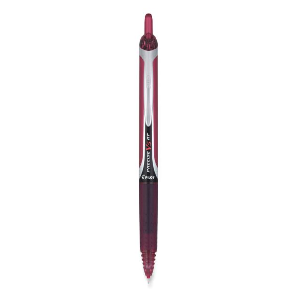 Precise V5rt Roller Ball Pen, Retractable, Extra-Fine 0.5 Mm, Burgundy Ink, Burgundy/silver Barrel, Dozen