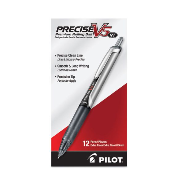 Precise V5rt Roller Ball Pen, Retractable, Extra-Fine 0.5 Mm, Black Ink, Black Barrel - Image 2