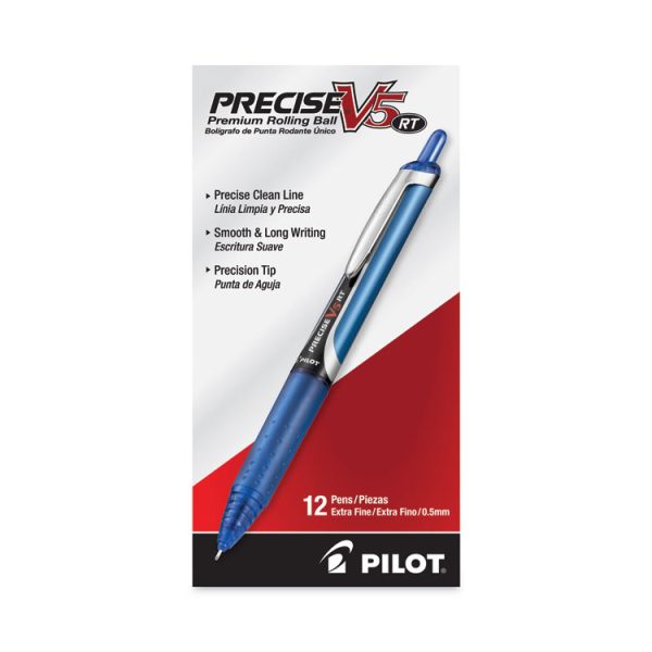 Precise V5rt Roller Ball Pen, Retractable, Extra-Fine 0.5 Mm, Blue Ink, Blue Barrel - Image 2