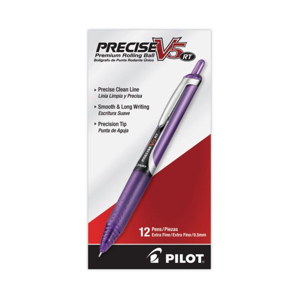 Precise V5rt Roller Ball Pen, Retractable, Extra-Fine 0.5 Mm, Purple Ink, Purple Barrel - Image 2