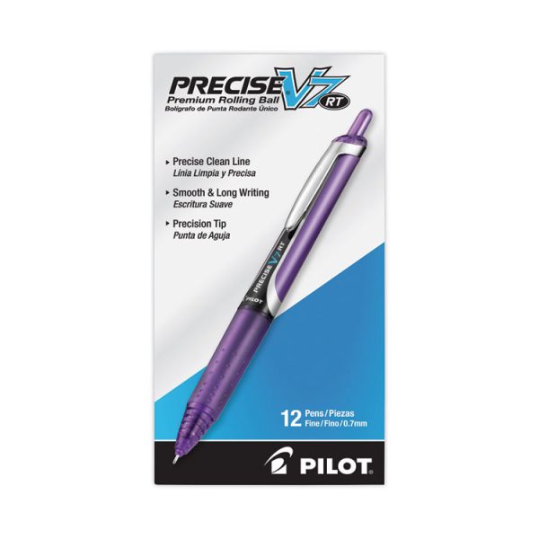 Precise V7rt Roller Ball Pen, Retractable, Fine 0.7 Mm, Purple Ink, Purple Barrel - Image 2