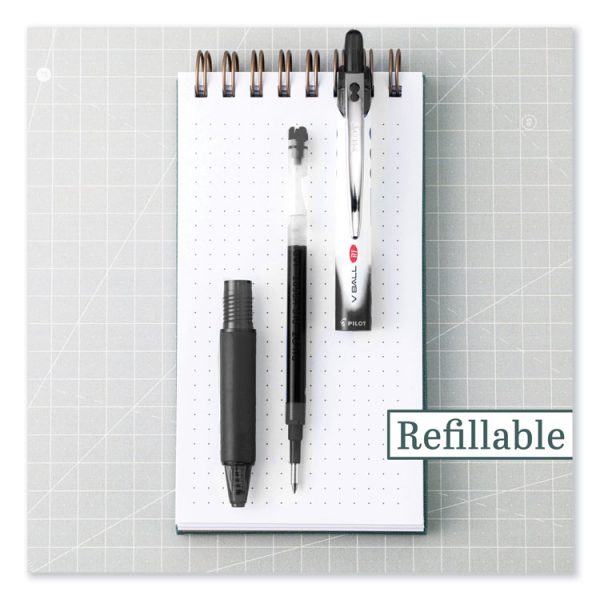 Vball Rt Liquid Ink Roller Ball Pen, Retractable, Extra-Fine 0.5 Mm, Black Ink, Black/white Barrel - Image 4