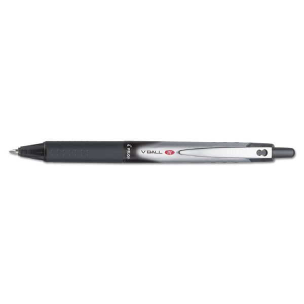 Vball Rt Liquid Ink Roller Ball Pen, Retractable, Fine 0.7 Mm, Black Ink, Black/white Barrel - Image 3