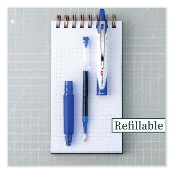 Vball Rt Liquid Ink Roller Ball Pen, Retractable, Fine 0.7 Mm, Blue Ink, Blue/white Barrel - Image 3