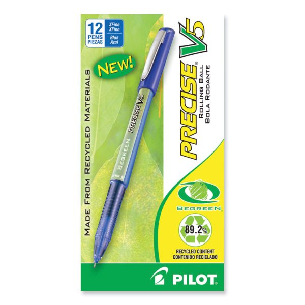 Precise V5 Begreen Roller Ball Pen, Stick, Extra-Fine 0.5 Mm, Blue Ink, Blue Barrel, Dozen - Image 2
